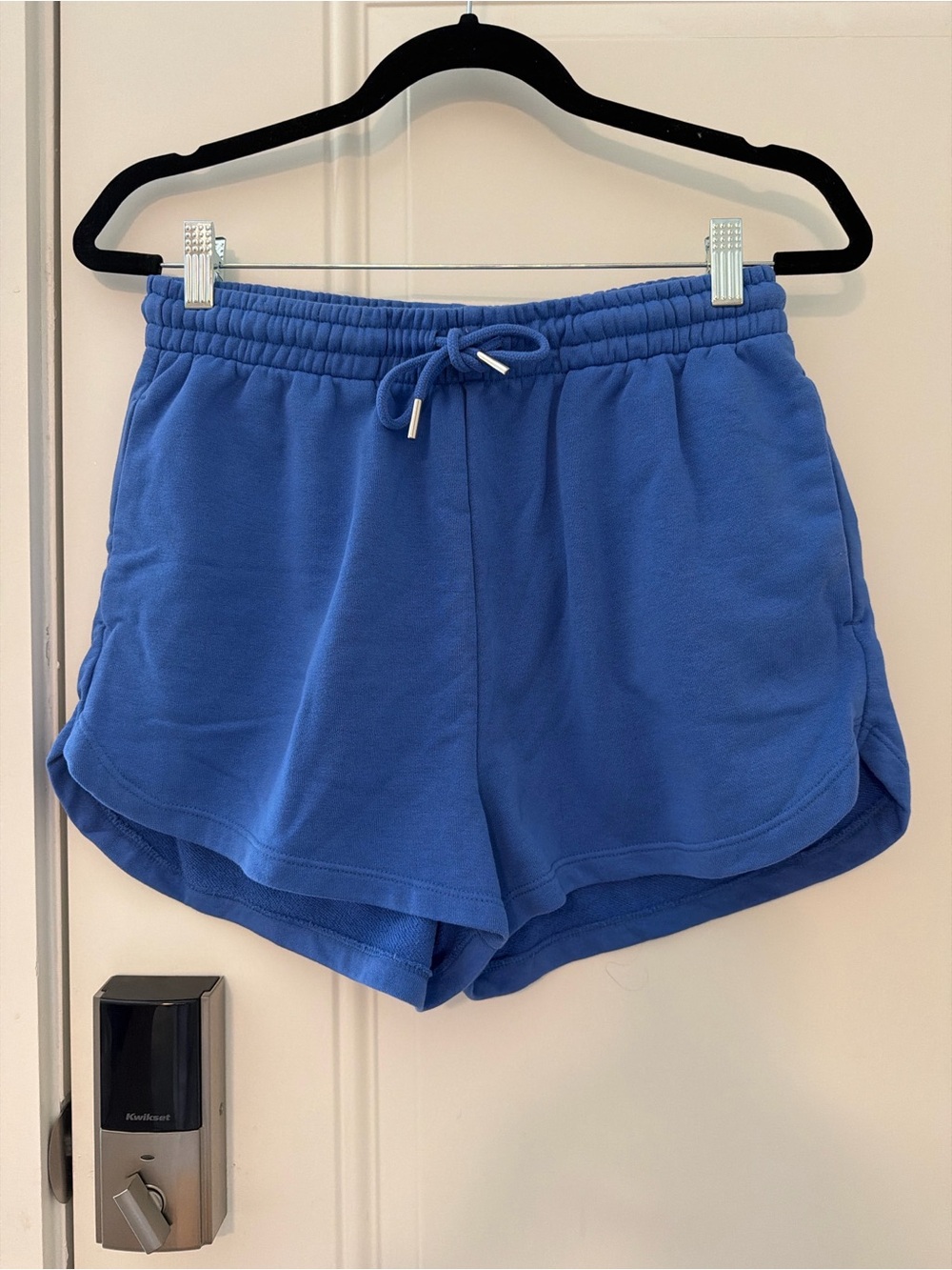 Women's Blue Elastic-Waist Drawstring Lounge Shorts